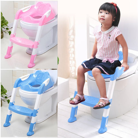 Baby Toilet Trainer Safety Seat Chair Step with Adjustable Ladder